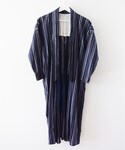 VINTAGE | 野良着 藍染 縞模様 ジャパン ヴィンテージ 30～40年代 アンティーク着物(日本夏季浴衣)