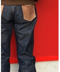 SPELLBOUND | レザーポケットデニムパンツ(牛仔褲)