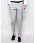 asos | Skinny Suit Trousers in Light Blue Check(西裝褲)