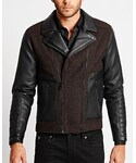 Guess | WOOL-BLEND AND FAUX-LEATHER MIXED JACKET(Other outerwear)