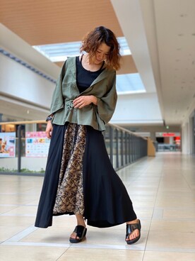 AVIREX ららぽーと横浜｜Yas使用「AVIREX（ハーフスリーブ ウエスト ギャザーシャツ/ 1/2 SLEEVE WAIST GATHER SHIRT）」的時尚穿搭