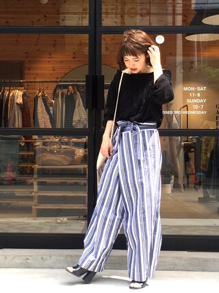 YUKO 使用「TODAYFUL（ストライプタイパンツ）」的時尚穿搭