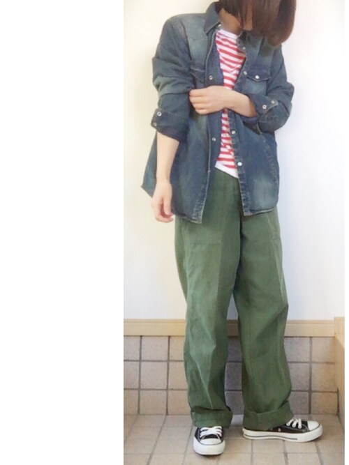 カーキのワイドパンツでボーイッシュに★