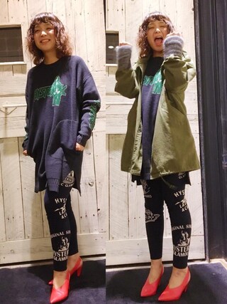 happachin is wearing HYSTERIC GLAMOUR "SCRATCH pt レギンス"