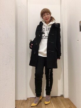 A HYSTERIC GLAMOUR福岡店 employee happachin is wearing HYSTERIC GLAMOUR "LONDON TRADITION×HYSTERIC/ダッフルコート"