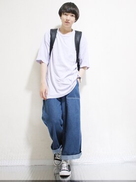 りょうすけ is wearing SENSE OF PLACE by URBAN RESEARCH "テックポケTシャツ(5分袖)"