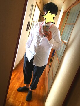 あつし is wearing ユニクロ "オックスフォードシャツ（長袖）"