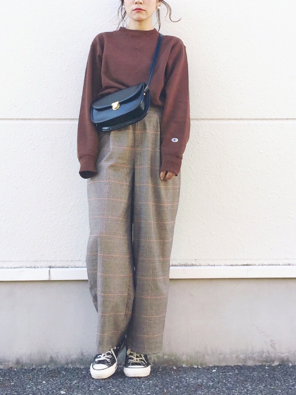 スウェット×ワイドパンツ
