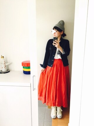_____aya.pe使用「studio CLIP（ボイルカラーフレアマキシスカート）」的時尚穿搭