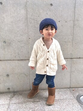 RYU ◡̈♡ is wearing petit main "アラン編みニットカーディガン"