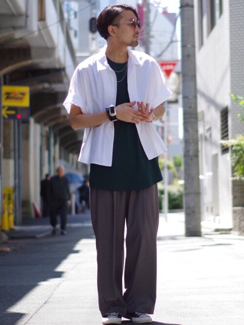 TOMOYOSE使用「Lui's（140双 オープンカラーシャツ/ビッグシルエット）」的時尚穿搭