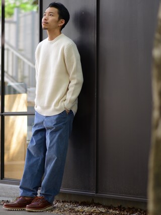 Matsuda Koichi使用「CIAOPANIC（ハミルトン片畦クルーネックプルオーバーニット）」的時尚穿搭