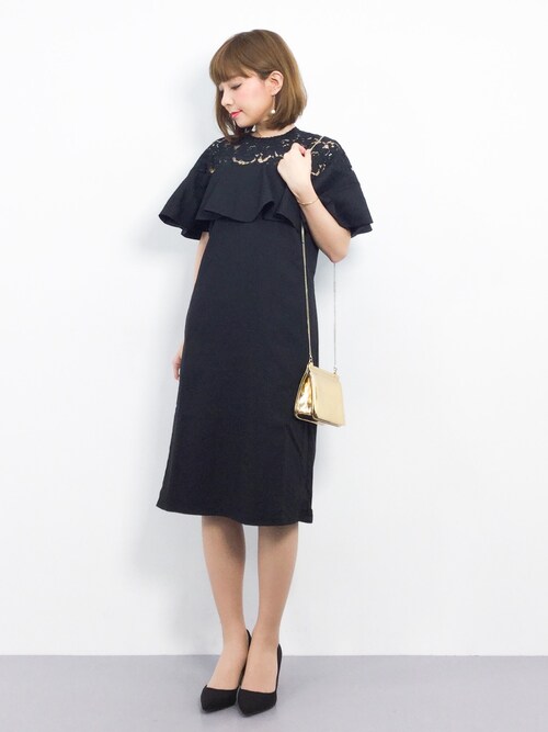 ayumi  sato 使用「merlot（デコルテレースラッフルワンピース2646）」的時尚穿搭