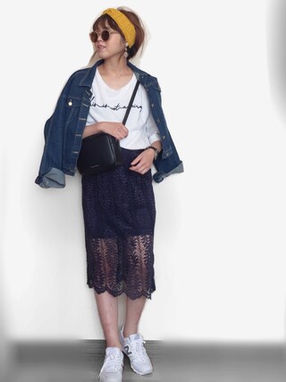 Mii使用「SENSE OF PLACE by URBAN RESEARCH（カラーレースタイトスカート）」的時尚穿搭