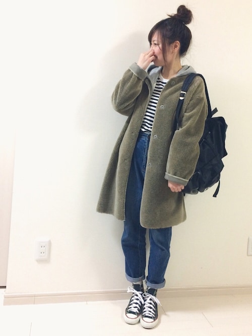 chakoさんの「フェイクムートンノーカラーコート_#(JOURNAL STANDARD relume)」を使ったコーディネート