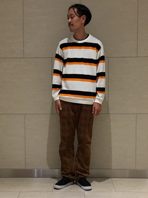Keisuke Osuka使用「BEAUTY&YOUTH UNITED ARROWS（BY ウォッシャブル ボーダー ワイド ニット）」的時尚穿搭