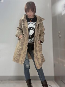 Hazuki使用「HYSTERIC GLAMOUR（KPR加工ストレッチデニム スキニーパンツ）」的時尚穿搭