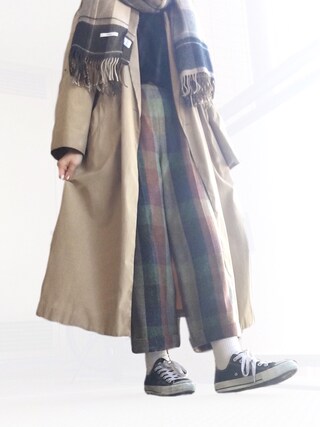 murayama ayano ⚫︎使用「Dot＆Stripes CHILD WOMAN（ﾈｯﾌﾟﾔｰﾝﾌﾞﾛｯｸﾁｪｯｸ  ｽﾄﾚｰﾄ太ﾊﾟﾝﾂ）」的時尚穿搭