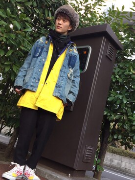 Hyugaji  Chihiro使用「ユニクロ（MEN ソフトタッチハイネックT（長袖・大きいサイズ））」的時尚穿搭
