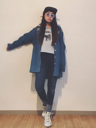 Ayumi NewAge使用「DENIM & SUPPLY（ブルックリン クロップド フーディ）」的時尚穿搭