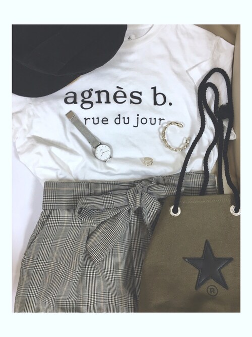 てら使用「agnes b.（【新作先行予約】【agnes b.  pour ADAM ET ROPE' 】LOGO  T-shirts）」的時尚穿搭