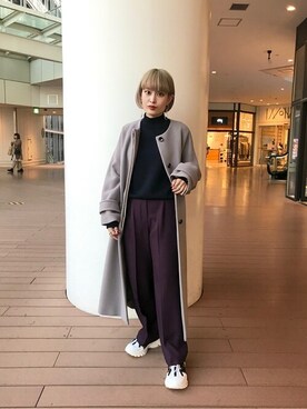 UNITED TOKYO 池袋｜ヤマサキ使用「UNITED TOKYO（バックチェックコート）」的時尚穿搭