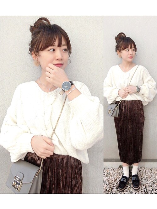 まろん。膝丈スカートでかわいい女♡