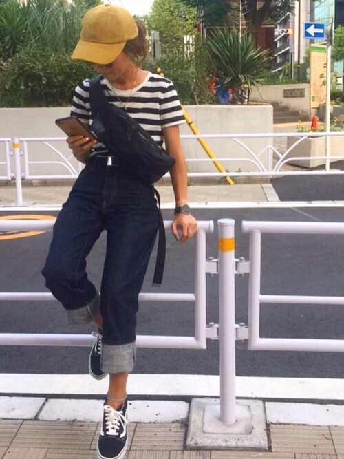 Oo.hiro.oO is wearing AZUL by moussy "ベーシックCAP(フェイクスウェード)"