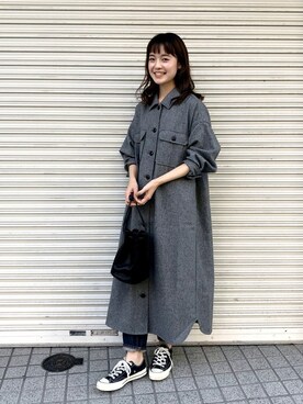 WEB事業部｜riko使用「かぐれ（ウールCPOワンピース）」的時尚穿搭