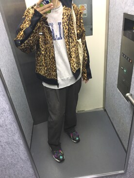 YUTA使用「MYne（【MYne】レオパードトラックジャケット/Leopard track jacket）」的時尚穿搭