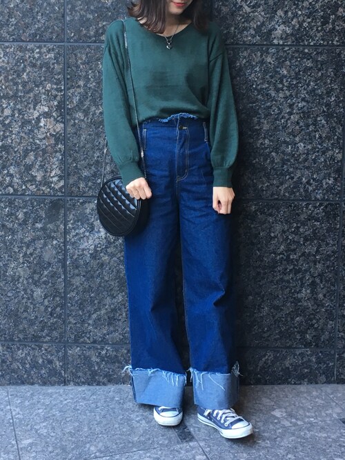 ワイドパンツにはトップスINでスタイルUP♡