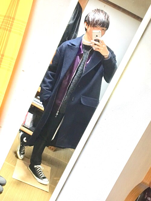 Ryoka 使用「LIDnM（エアーメルトンオーバーコート）」的時尚穿搭