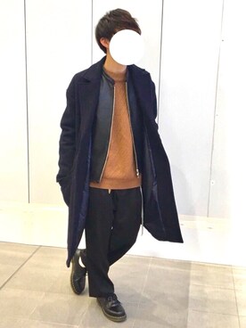 Ryoka 使用「LIDnM（エアーメルトンオーバーコート）」的時尚穿搭