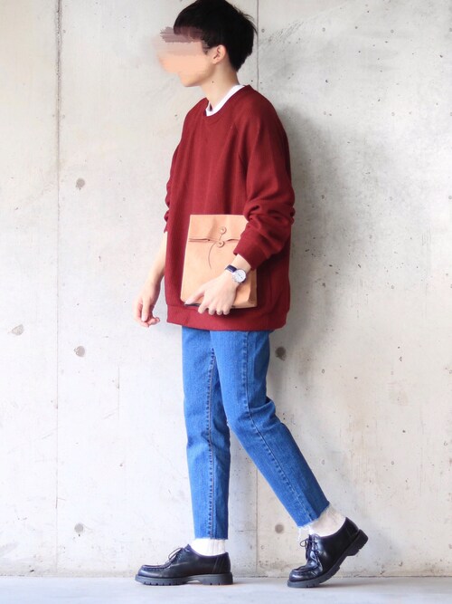 まーしい  is wearing TOKYO CULTUART by BEAMS "MAKOO / Recycled Leather Shop Bag L"