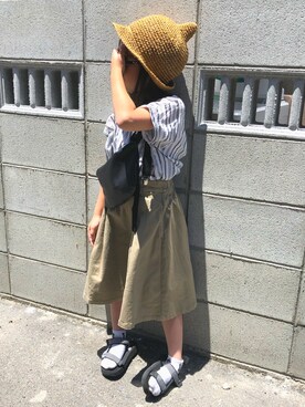 mimi使用「GLOBAL WORK（【キッズ】チノフレアスカート/776561）」的時尚穿搭
