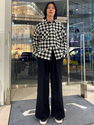 Junya  Awaji使用「DANKE SCHON（DankeSchon/ダンケシェーン/ブロックチェックシャツ）」的時尚穿搭