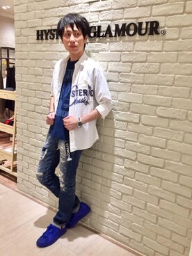 HYSTERIC GLAMOUR名古屋店｜RYU使用「HYSTERIC GLAMOUR（CLASSICS pt 長袖ワークSH）」的時尚穿搭