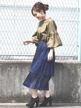 Eimee Law & WASH ZOZOTOWN店｜tsurumayu☆使用「LHELBIE（バルーンスリーブブラウス）」的時尚穿搭