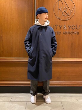 ビューティ&ユース ユナイテッドアローズ 福岡店｜YOICHI MOROFUJI使用「BEAUTY&YOUTH UNITED ARROWS（BY リバーシブル バルカラー コート）」的時尚穿搭