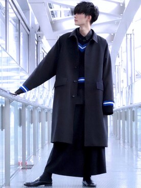 Fujino Masaru使用「HARE（BIGステンカラーコート(HARE)）」的時尚穿搭