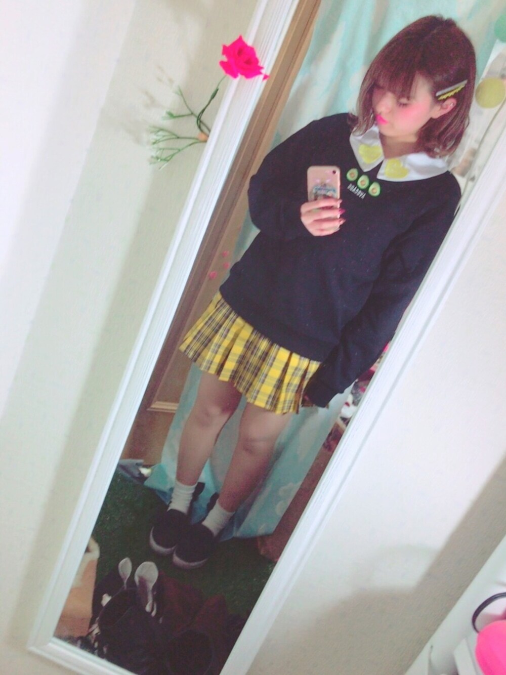 黄色チェックスクールガール♡