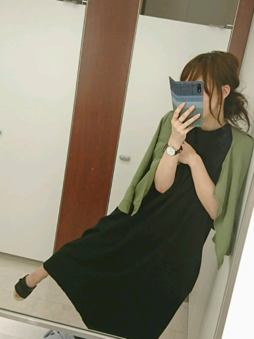 ロングワンピース×カーディガン