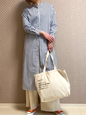 yuko使用「koe（【2020春夏】バンドカラーシャツワンピース *）」的時尚穿搭