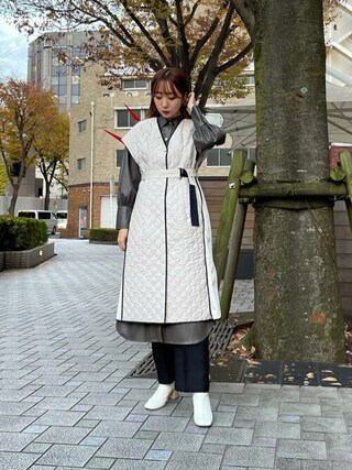 Yuki Kagaya使用「UNITED TOKYO（エコレザーロングコート）」的時尚穿搭