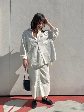 omekashi 新宿ルミネエスト｜YUKO ONO使用「Omekashi（ソフトツイルビッグシャツ）」的時尚穿搭