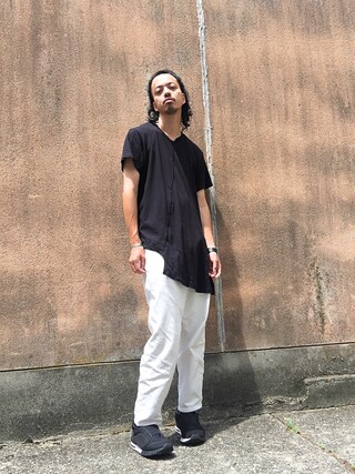 トヲル使用「Yohji Yamamoto（Yohji Yamamoto - アシンメトリーtシャツ - men - コットン/レーヨン - 3）」的時尚穿搭