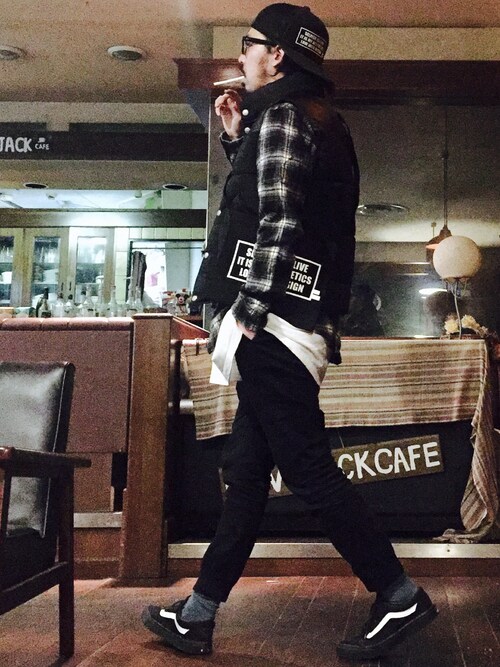 MasaakiOoue使用「wjk black（【wjk black】≪STUDIOUS限定≫ネルチェックワッシャースタンドシャツ）」的時尚穿搭