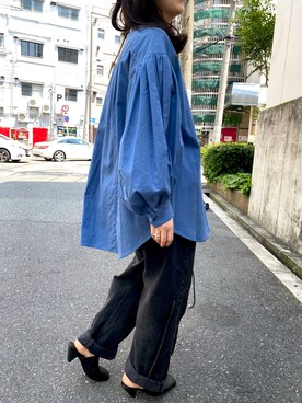 Chie Ikehara使用「Lui's（ボリュームスリーブスタンドカラーシャツ）」的時尚穿搭
