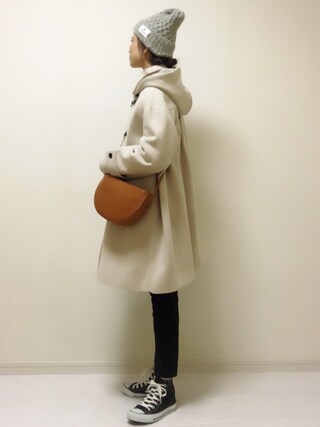 non is wearing TRUNO by NOISE MAKER "２wayポンチョダッフルコート"
