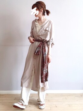 wakuwaku使用「Omekashi（ミリタリーシャツワンピース）」的時尚穿搭